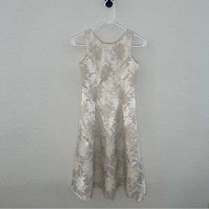 Jessica McClintock Vintage Girls 10 Ivory Floral Brocade Formal Dress Coquette